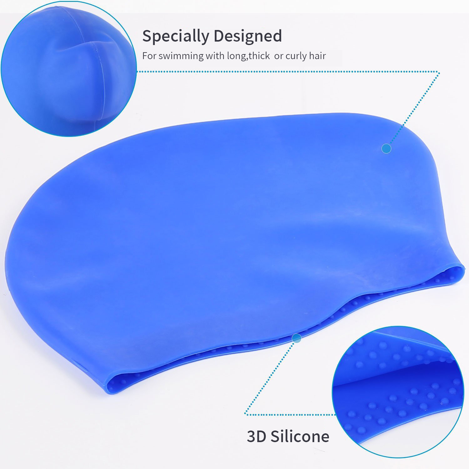 long hair silicone swimming cap