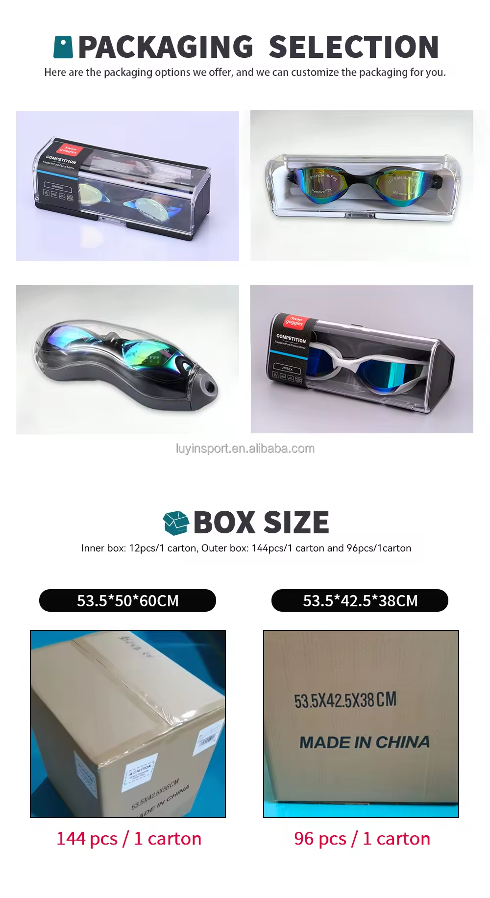 swimming goggles box