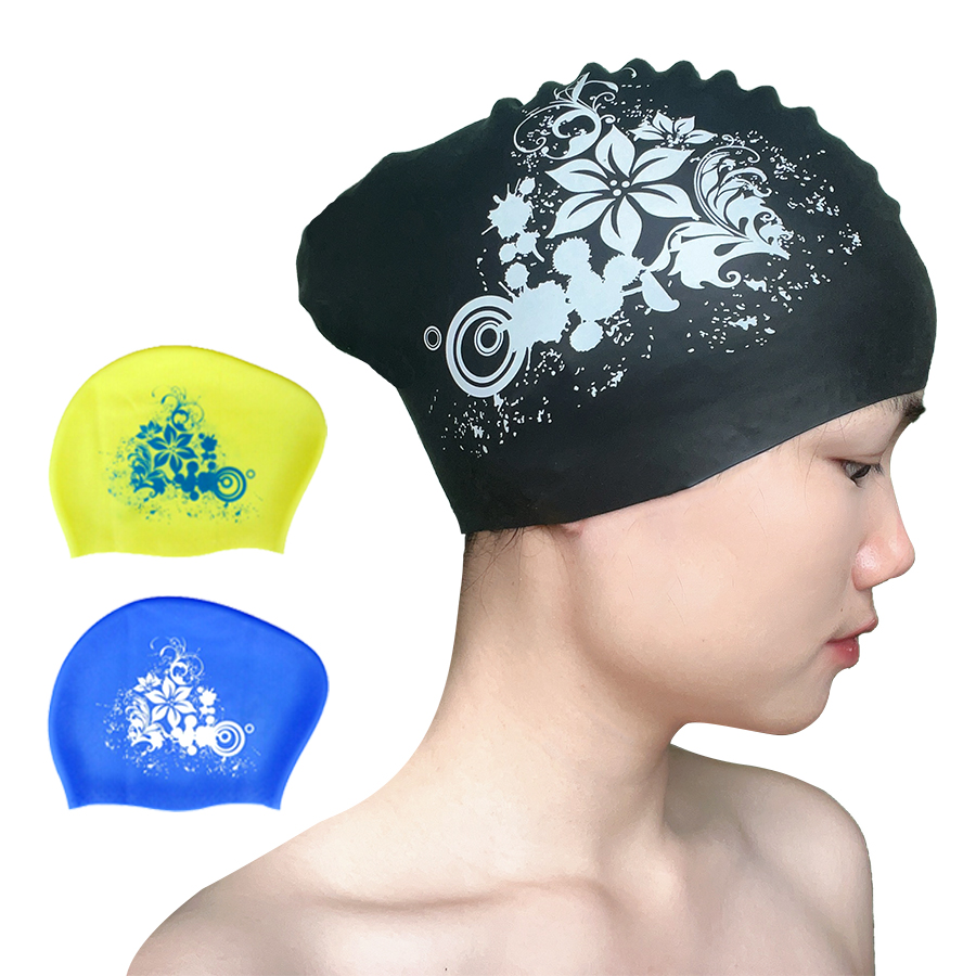 long hair silicone swimming cap
