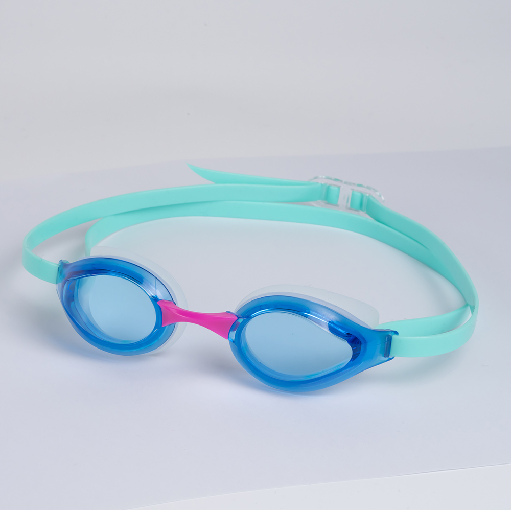 blue swimming goggles