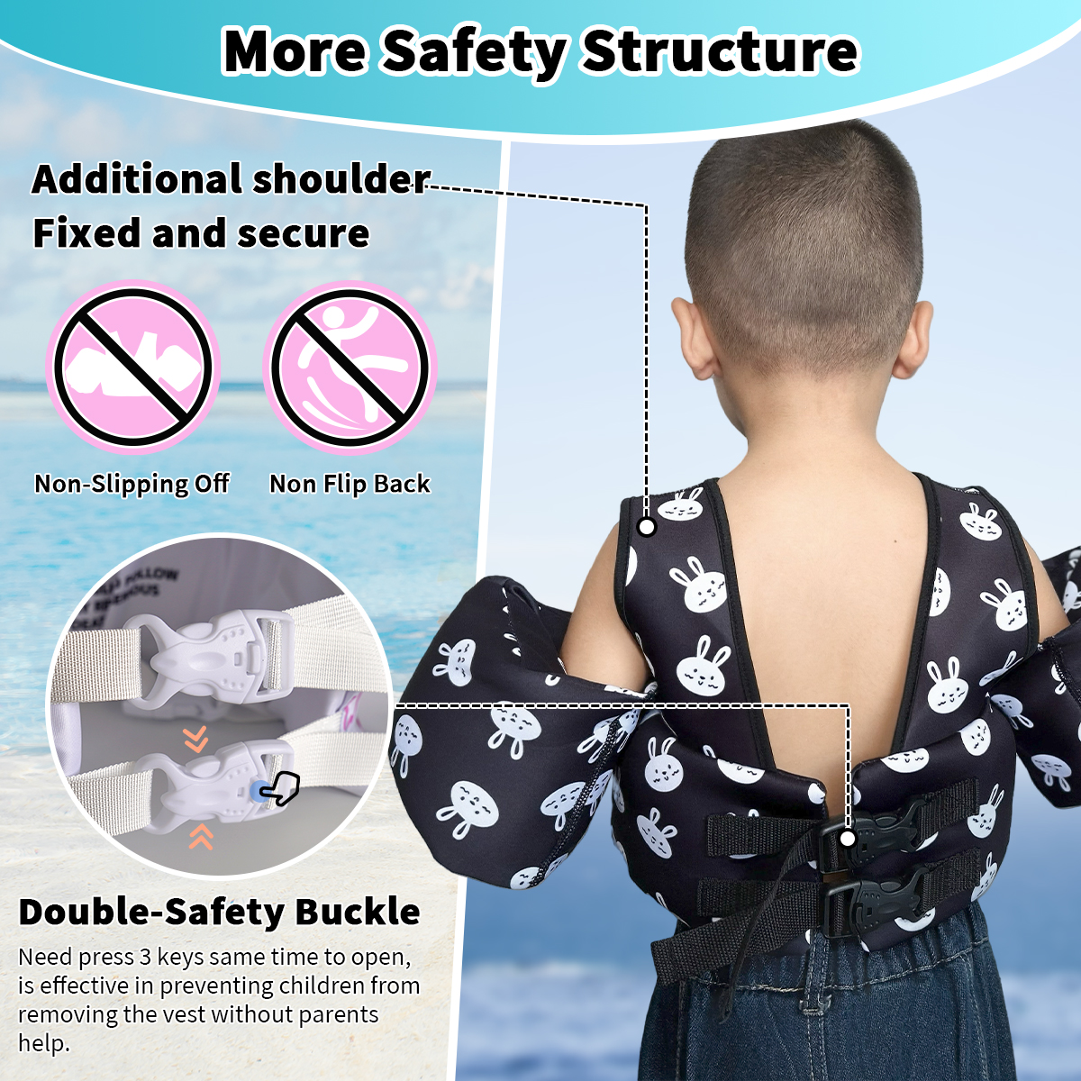 soft and comfortable material kids swim vest