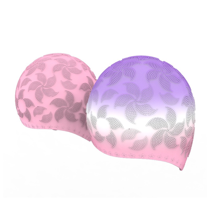 3D Floral Comfortable Waterproof Silicone Particle Swimming Cap for Women Protective Hair - Image 2